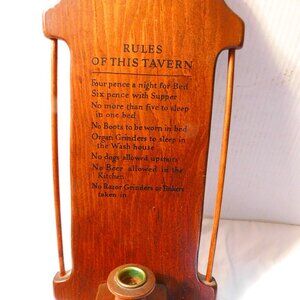 Rules of this Tavern Wood Plaque Wall Hanging Candle Sconce